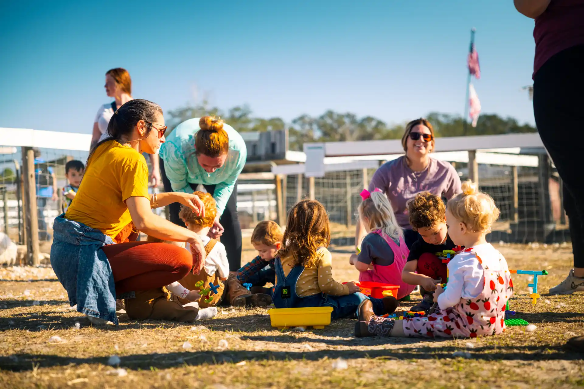 Children enjoying animal time at Kiddy Up Ranch